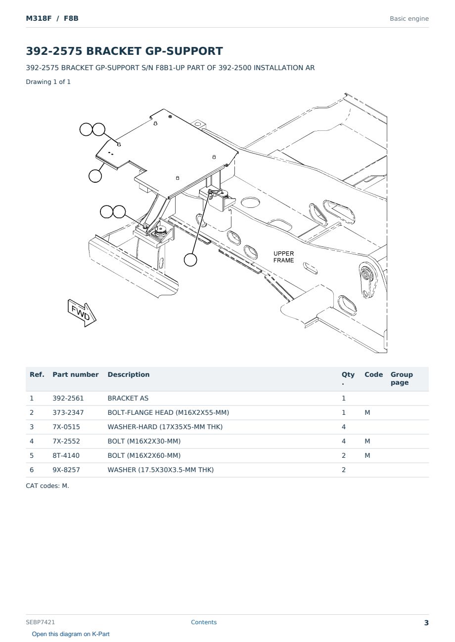 Caterpillar M318F S/N F8B Partsbook SEBP7421 (English) - sample page 3 of 10 Caterpillar M318F S/N F8B Partsbook SEBP7421 (English) - sample page 3 of 10