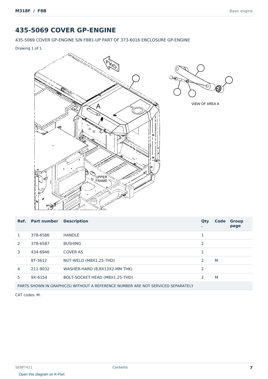 Caterpillar M318F S/N F8B Partsbook SEBP7421 (English) - sample page 7 of 10 Caterpillar M318F S/N F8B Partsbook SEBP7421 (English) - sample page 7 of 10