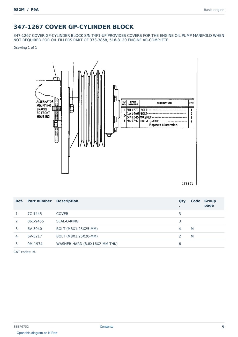 Caterpillar 982M S/N F9A Partsbook SEBP6752 (English) - sample page 5 of 10 Caterpillar 982M S/N F9A Partsbook SEBP6752 (English) - sample page 5 of 10