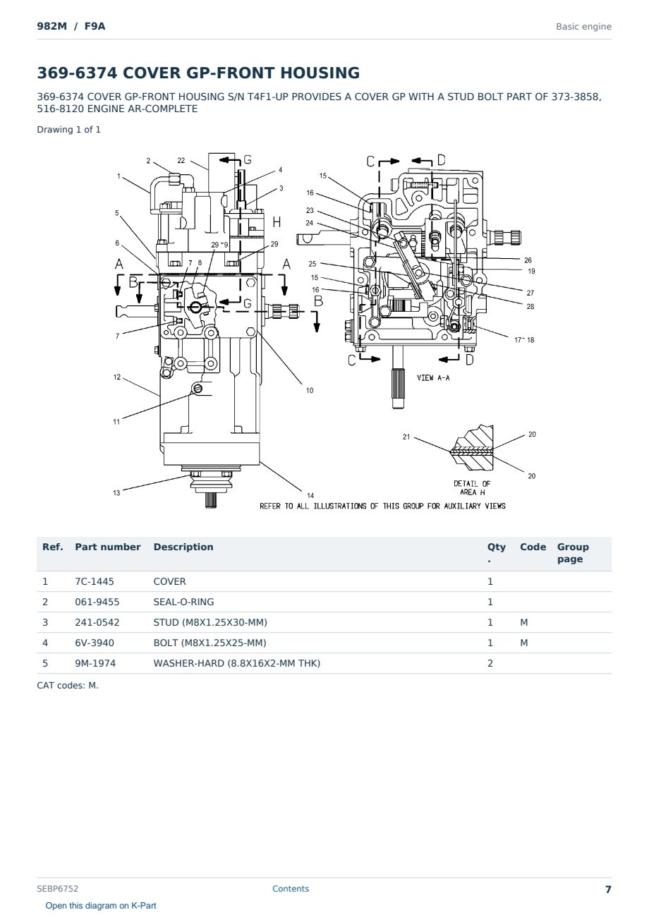 Caterpillar 982M S/N F9A Partsbook SEBP6752 (English) - sample page 7 of 10 Caterpillar 982M S/N F9A Partsbook SEBP6752 (English) - sample page 7 of 10