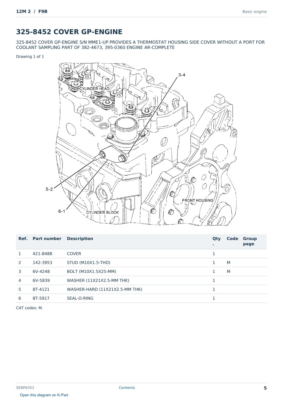 Caterpillar 12M 2 S/N F9B Partsbook SEBP6352 (English) - sample page 5 of 10 Caterpillar 12M 2 S/N F9B Partsbook SEBP6352 (English) - sample page 5 of 10
