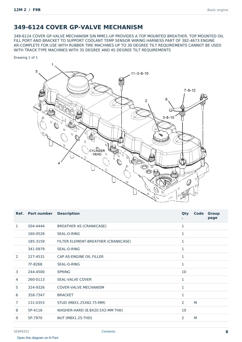 Caterpillar 12M 2 S/N F9B Partsbook SEBP6352 (English) - sample page 8 of 10 Caterpillar 12M 2 S/N F9B Partsbook SEBP6352 (English) - sample page 8 of 10