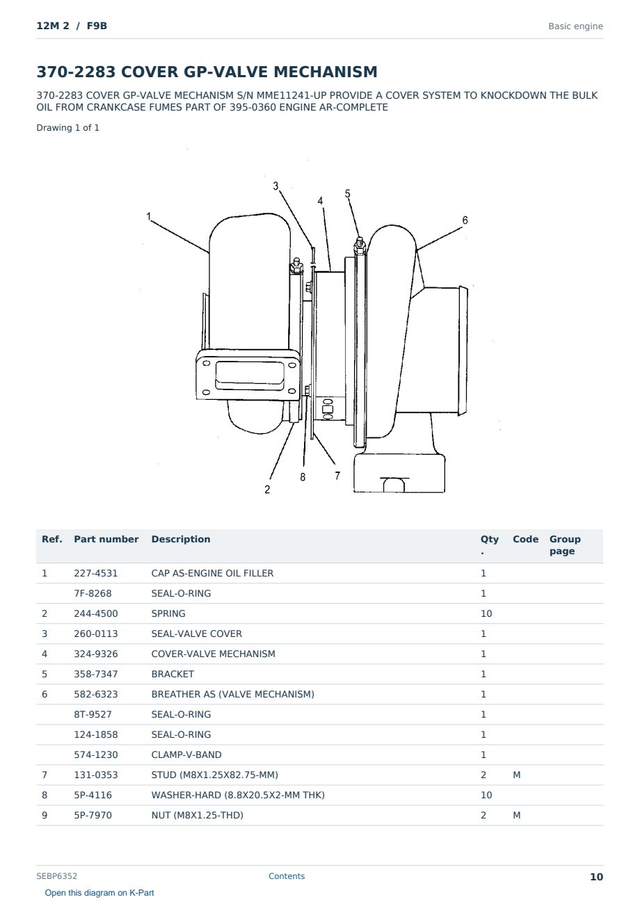Caterpillar 12M 2 S/N F9B Partsbook SEBP6352 (English) - sample page 10 of 10 Caterpillar 12M 2 S/N F9B Partsbook SEBP6352 (English) - sample page 10 of 10