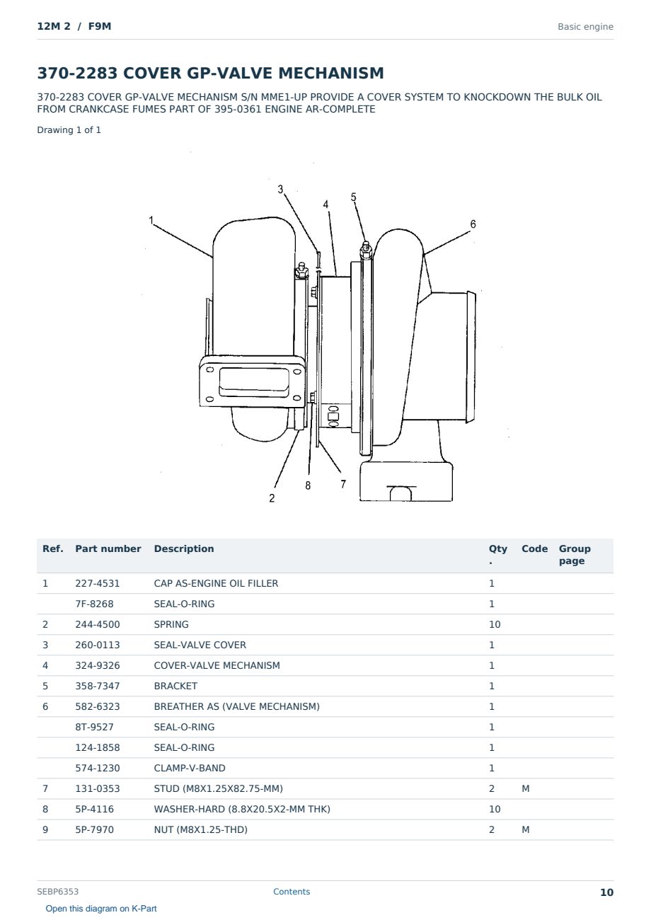 Caterpillar 12M 2 S/N F9M Partsbook SEBP6353 (English) - sample page 10 of 10 Caterpillar 12M 2 S/N F9M Partsbook SEBP6353 (English) - sample page 10 of 10