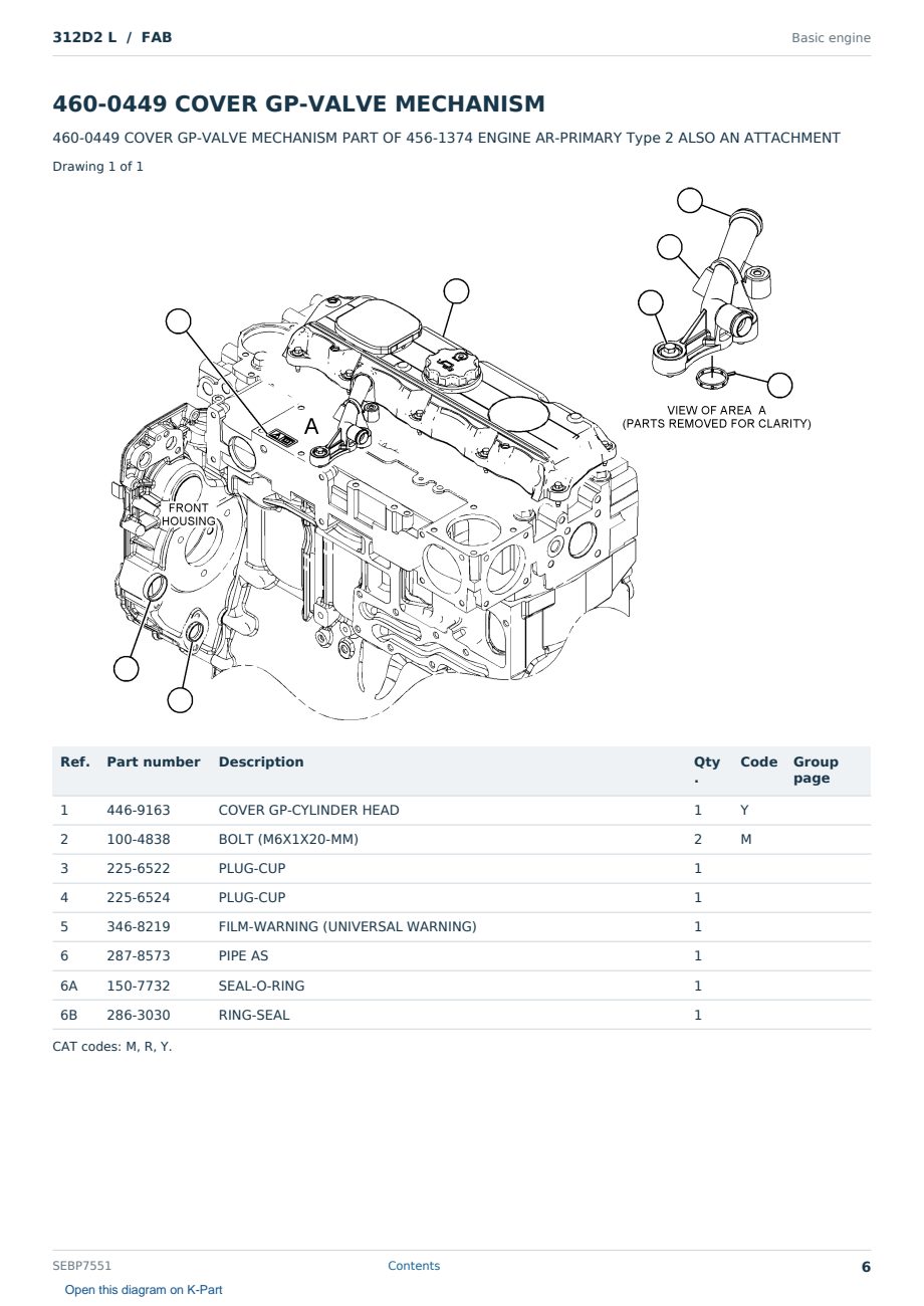 Caterpillar 312D2 L S/N FAB Partsbook SEBP7551 (English) - sample page 6 of 10 Caterpillar 312D2 L S/N FAB Partsbook SEBP7551 (English) - sample page 6 of 10