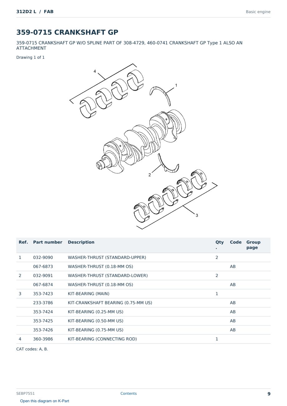 Caterpillar 312D2 L S/N FAB Partsbook SEBP7551 (English) - sample page 9 of 10 Caterpillar 312D2 L S/N FAB Partsbook SEBP7551 (English) - sample page 9 of 10