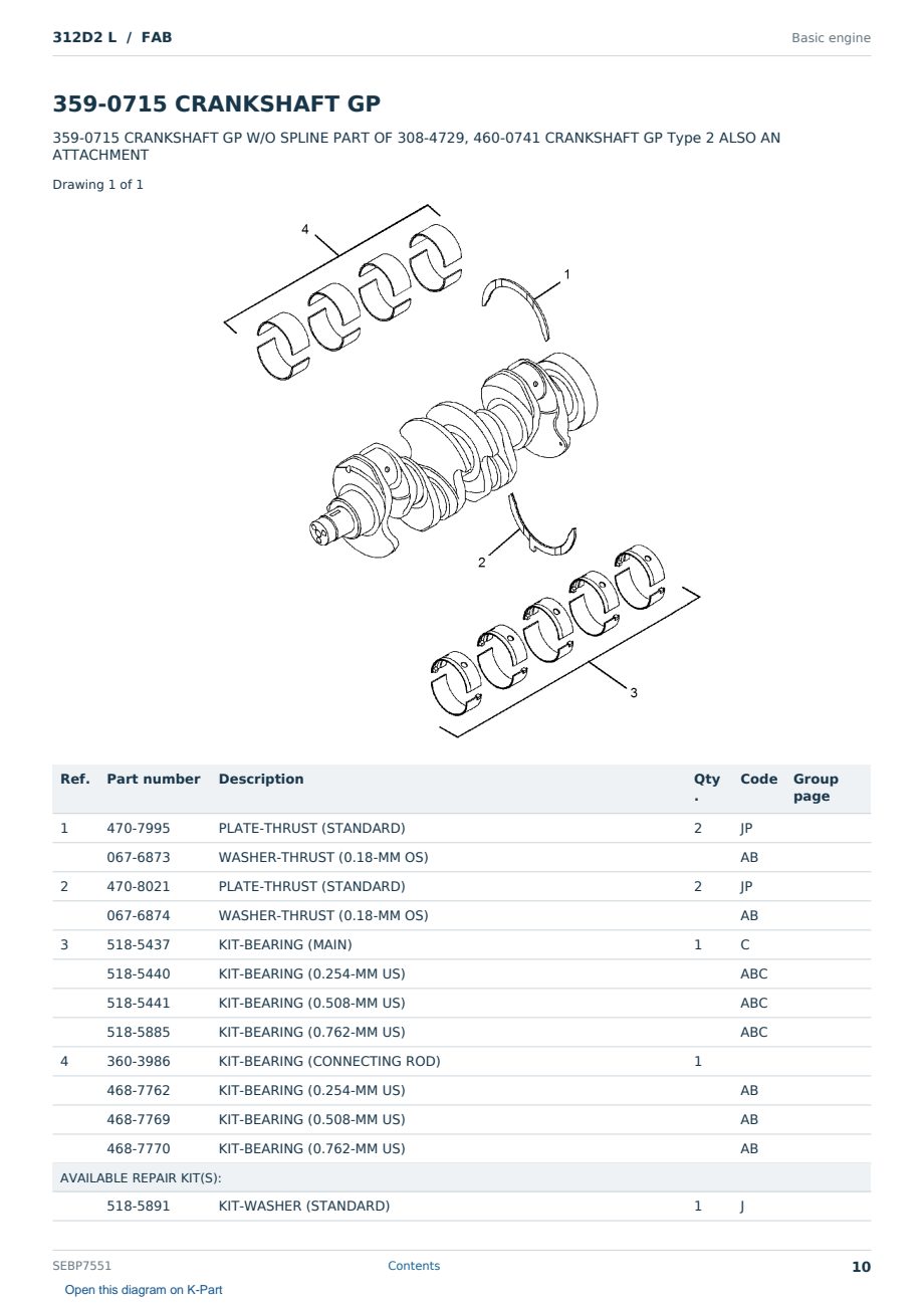 Caterpillar 312D2 L S/N FAB Partsbook SEBP7551 (English) - sample page 10 of 10 Caterpillar 312D2 L S/N FAB Partsbook SEBP7551 (English) - sample page 10 of 10