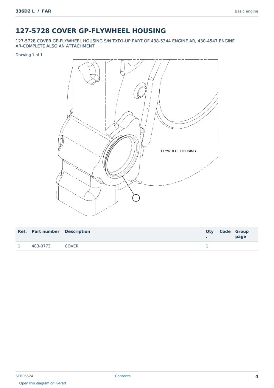 Caterpillar 336D2 L S/N FAR Partsbook SEBP6524 (English) - sample page 4 of 10 Caterpillar 336D2 L S/N FAR Partsbook SEBP6524 (English) - sample page 4 of 10