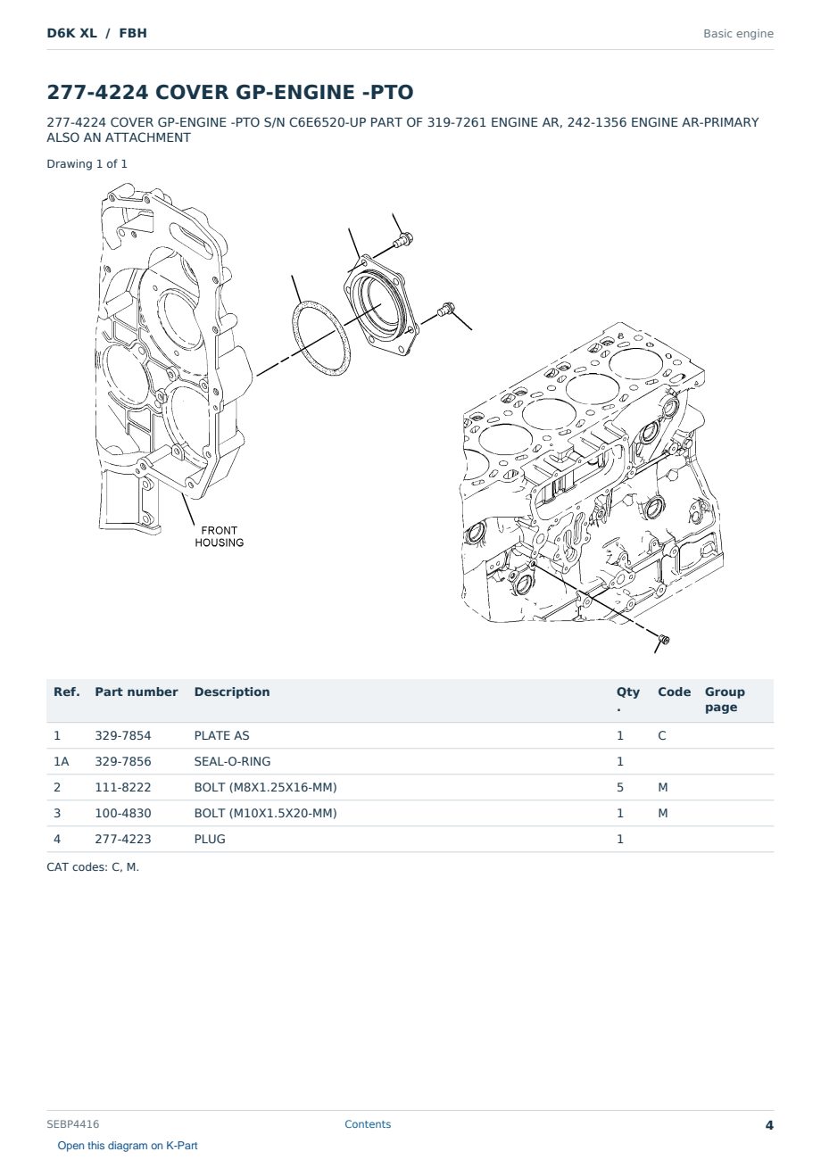 Caterpillar D6K XL S/N FBH Partsbook SEBP4416 (English) - sample page 4 of 10 Caterpillar D6K XL S/N FBH Partsbook SEBP4416 (English) - sample page 4 of 10