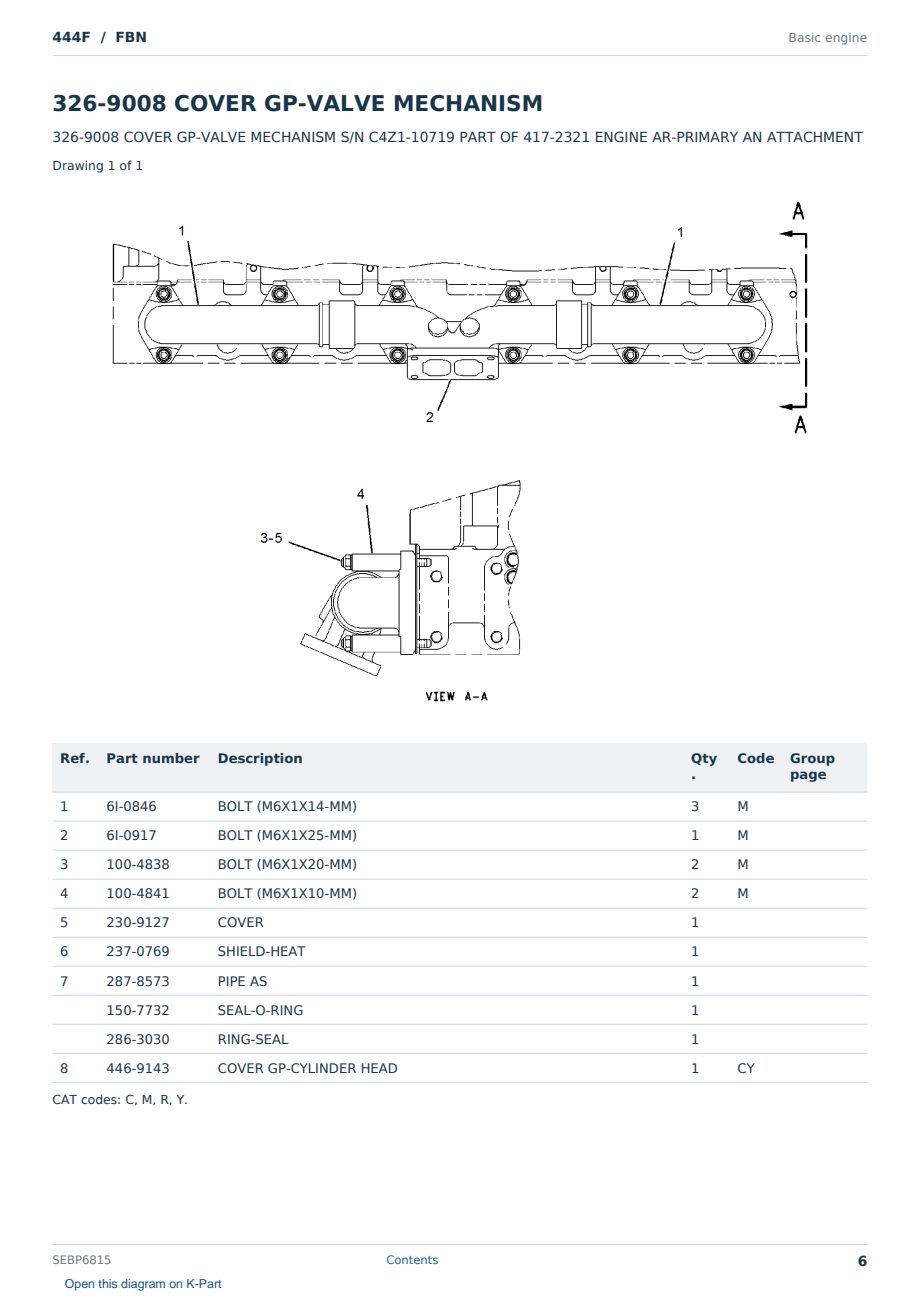 Caterpillar 444F S/N FBN Partsbook SEBP6815 (English) - sample page 6 of 10 Caterpillar 444F S/N FBN Partsbook SEBP6815 (English) - sample page 6 of 10