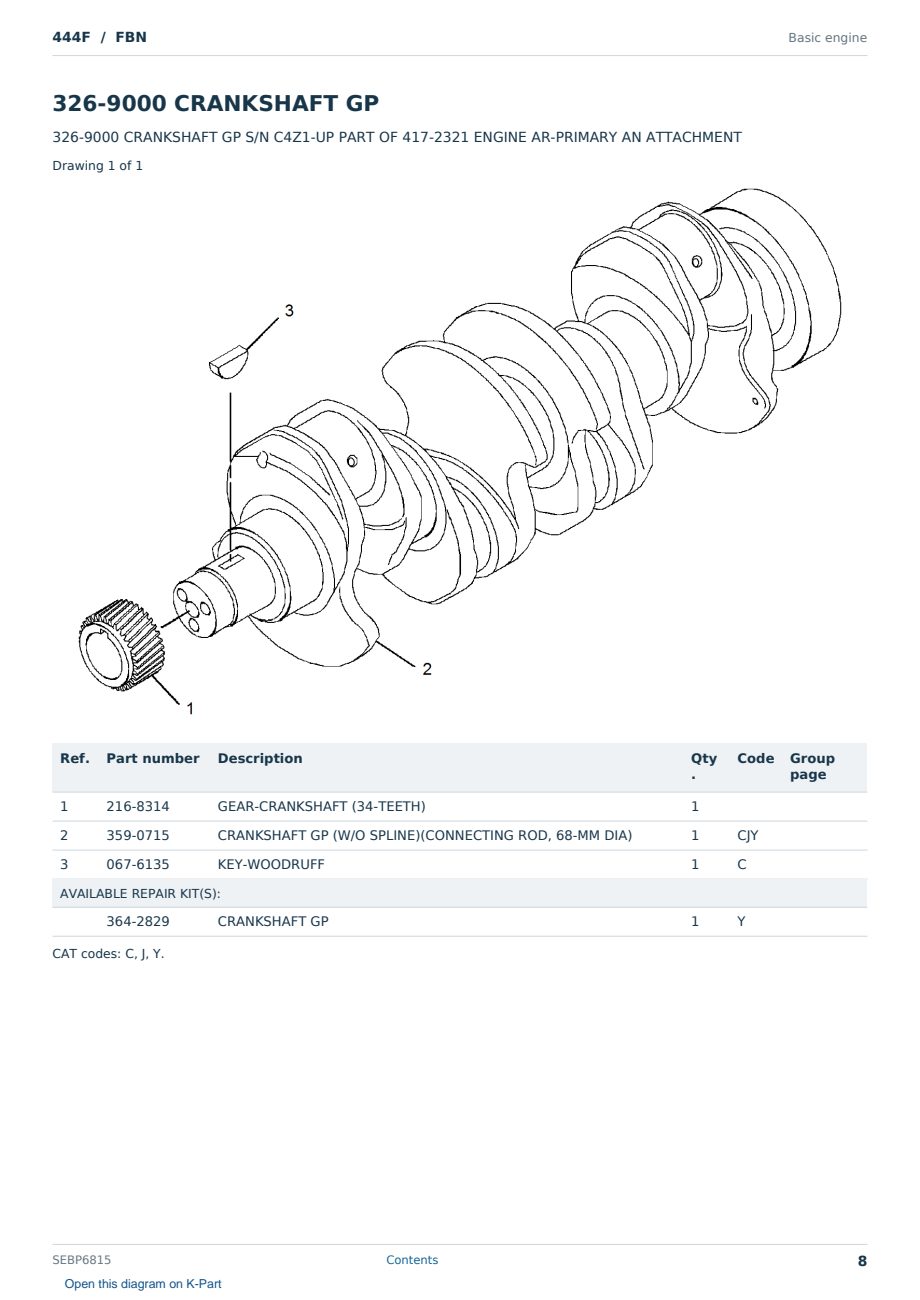 Caterpillar 444F S/N FBN Partsbook SEBP6815 (English) - sample page 8 of 10 Caterpillar 444F S/N FBN Partsbook SEBP6815 (English) - sample page 8 of 10