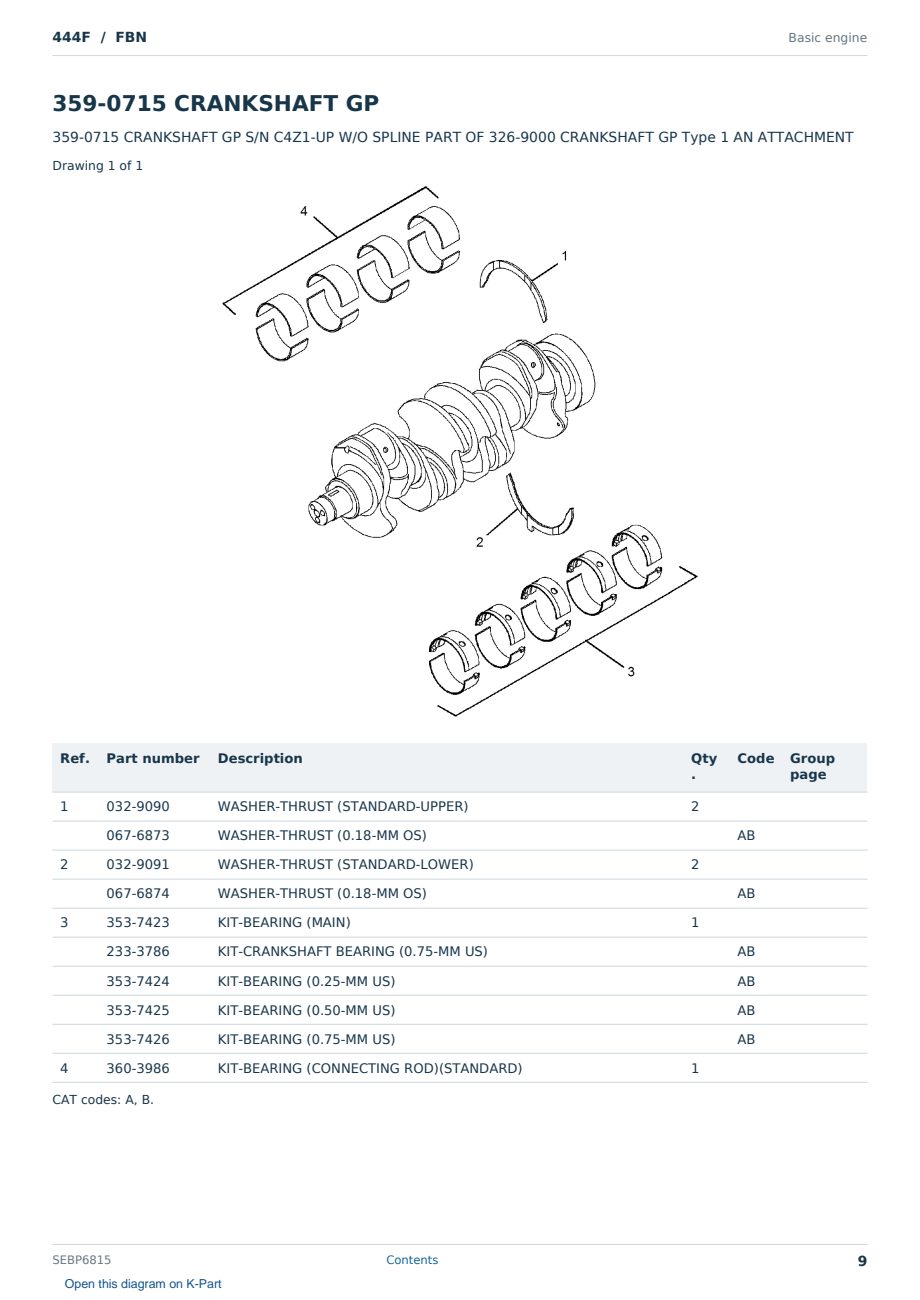 Caterpillar 444F S/N FBN Partsbook SEBP6815 (English) - sample page 9 of 10 Caterpillar 444F S/N FBN Partsbook SEBP6815 (English) - sample page 9 of 10