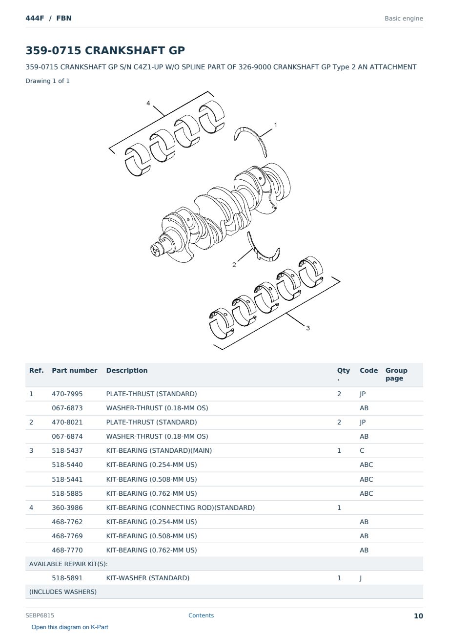 Caterpillar 444F S/N FBN Partsbook SEBP6815 (English) - sample page 10 of 10 Caterpillar 444F S/N FBN Partsbook SEBP6815 (English) - sample page 10 of 10