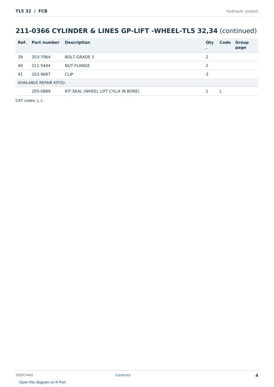 Caterpillar TL5 32 S/N FCB Partsbook SEBP3460 (English) - sample page 4 of 10 Caterpillar TL5 32 S/N FCB Partsbook SEBP3460 (English) - sample page 4 of 10