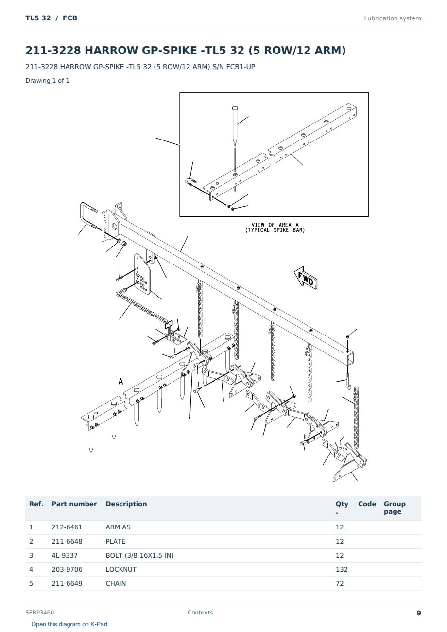 Caterpillar TL5 32 S/N FCB Partsbook SEBP3460 (English) - sample page 9 of 10 Caterpillar TL5 32 S/N FCB Partsbook SEBP3460 (English) - sample page 9 of 10