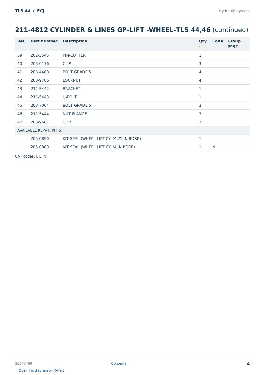 Caterpillar TL5 44 S/N FCJ Partsbook SEBP3460 (English) - sample page 4 of 10 Caterpillar TL5 44 S/N FCJ Partsbook SEBP3460 (English) - sample page 4 of 10