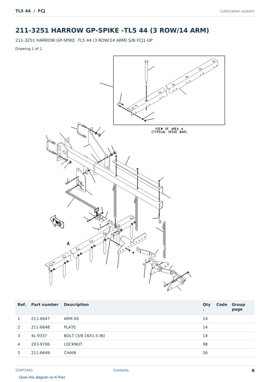 Caterpillar TL5 44 S/N FCJ Partsbook SEBP3460 (English) - sample page 8 of 10 Caterpillar TL5 44 S/N FCJ Partsbook SEBP3460 (English) - sample page 8 of 10