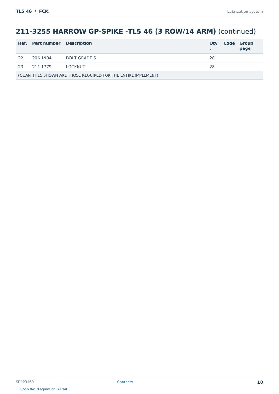 Caterpillar TL5 46 S/N FCK Partsbook SEBP3460 (English) - sample page 10 of 10 Caterpillar TL5 46 S/N FCK Partsbook SEBP3460 (English) - sample page 10 of 10