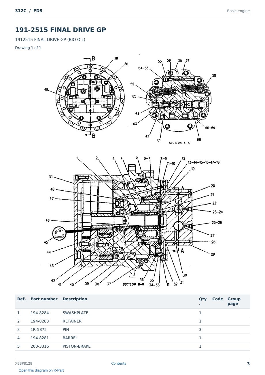 Caterpillar 312C S/N FDS Partsbook XEBP8128 (English) - sample page 3 of 8 Caterpillar 312C S/N FDS Partsbook XEBP8128 (English) - sample page 3 of 8
