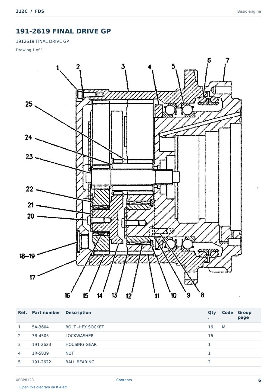 Caterpillar 312C S/N FDS Partsbook XEBP8128 (English) - sample page 6 of 8 Caterpillar 312C S/N FDS Partsbook XEBP8128 (English) - sample page 6 of 8