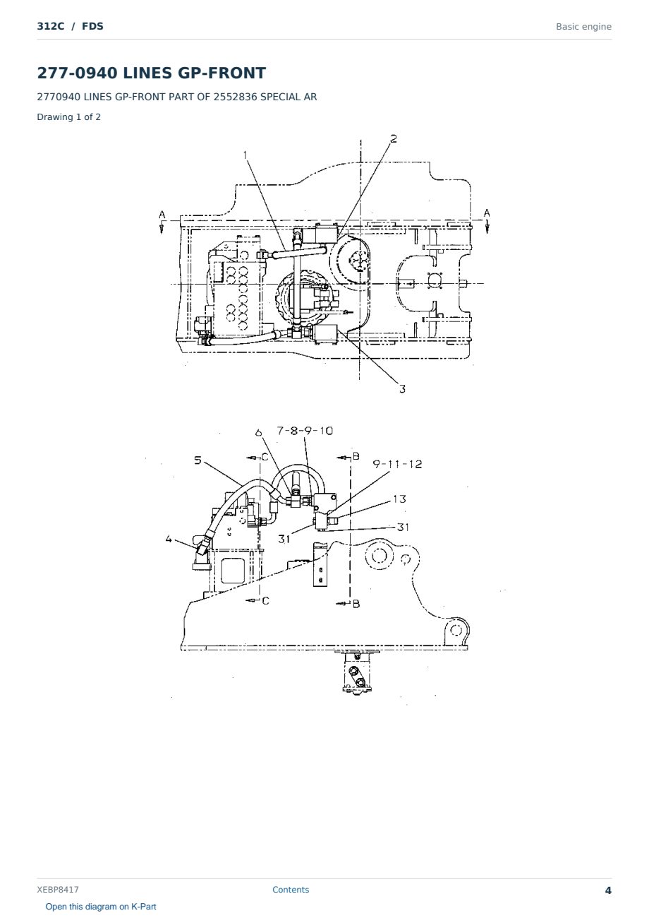 Caterpillar 312C S/N FDS Partsbook XEBP8417 (English) - sample page 4 of 10 Caterpillar 312C S/N FDS Partsbook XEBP8417 (English) - sample page 4 of 10