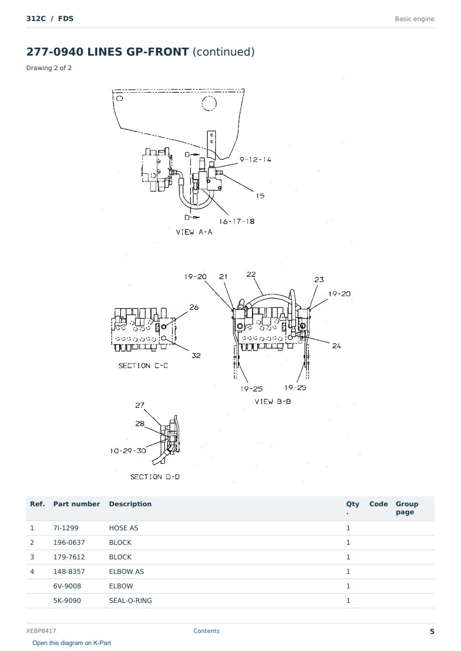 Caterpillar 312C S/N FDS Partsbook XEBP8417 (English) - sample page 5 of 10 Caterpillar 312C S/N FDS Partsbook XEBP8417 (English) - sample page 5 of 10