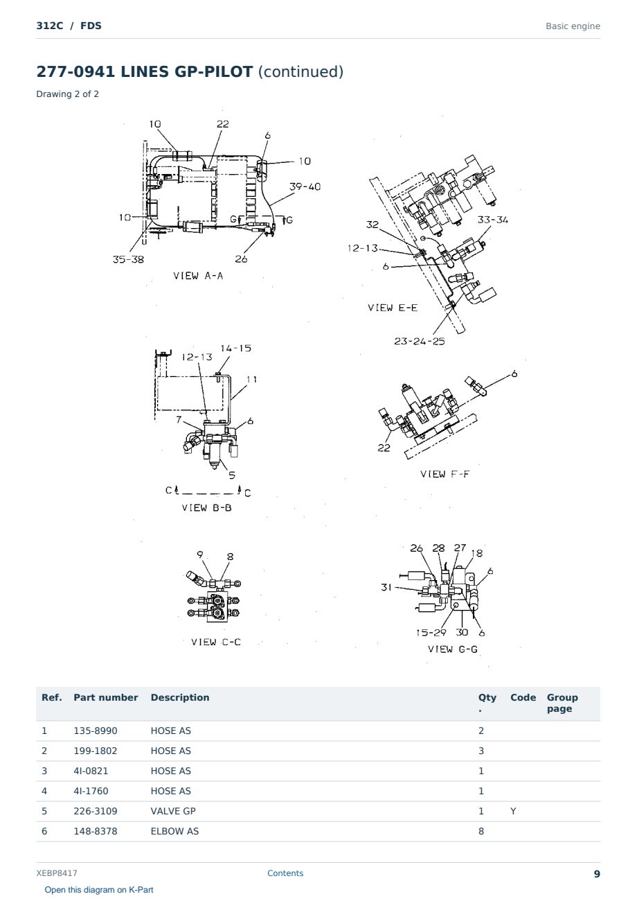 Caterpillar 312C S/N FDS Partsbook XEBP8417 (English) - sample page 9 of 10 Caterpillar 312C S/N FDS Partsbook XEBP8417 (English) - sample page 9 of 10