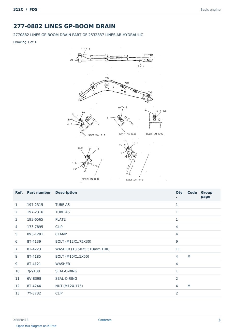 Caterpillar 312C S/N FDS Partsbook XEBP8418 (English) - sample page 3 of 5 Caterpillar 312C S/N FDS Partsbook XEBP8418 (English) - sample page 3 of 5