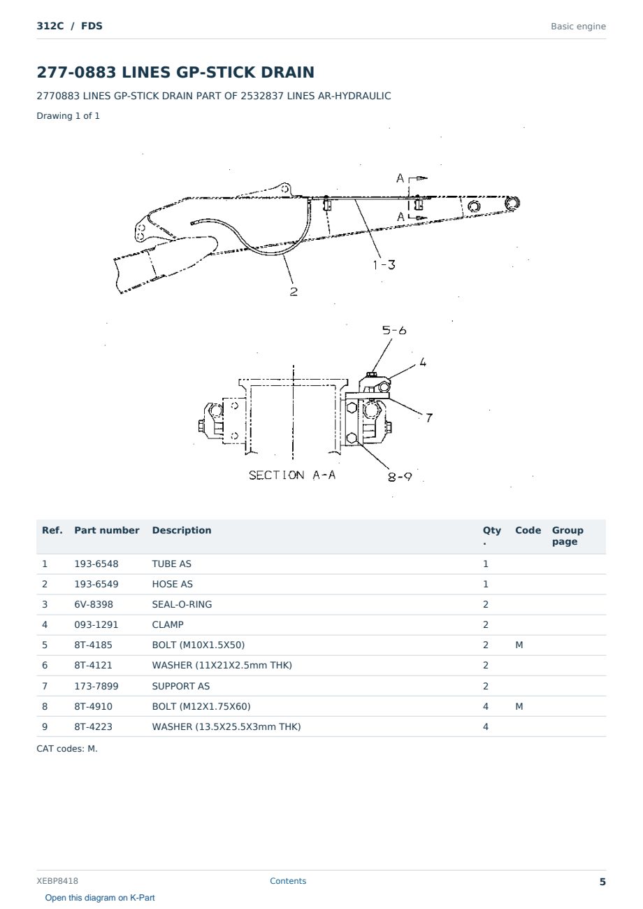 Caterpillar 312C S/N FDS Partsbook XEBP8418 (English) - sample page 5 of 5 Caterpillar 312C S/N FDS Partsbook XEBP8418 (English) - sample page 5 of 5