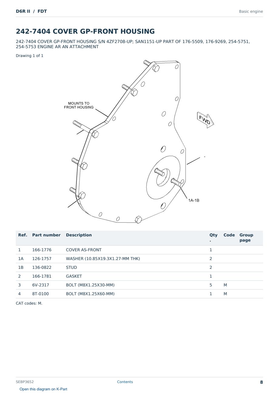 Caterpillar D6R II S/N FDT Partsbook SEBP3652 (English) - sample page 8 of 10 Caterpillar D6R II S/N FDT Partsbook SEBP3652 (English) - sample page 8 of 10