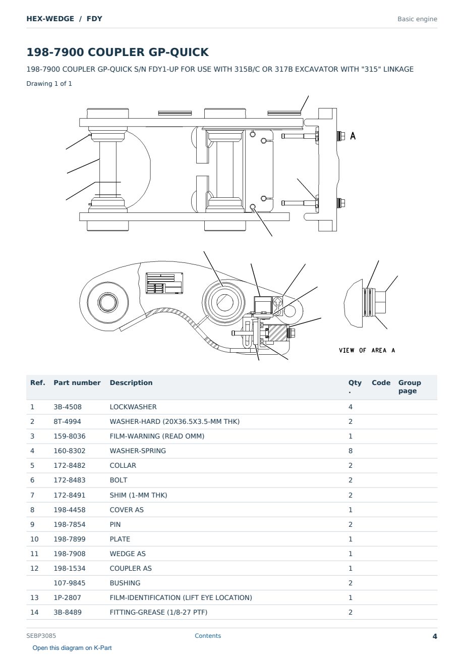 Caterpillar HEX-WEDGE S/N FDY Partsbook SEBP3085 (English) - sample page 4 of 7 Caterpillar HEX-WEDGE S/N FDY Partsbook SEBP3085 (English) - sample page 4 of 7