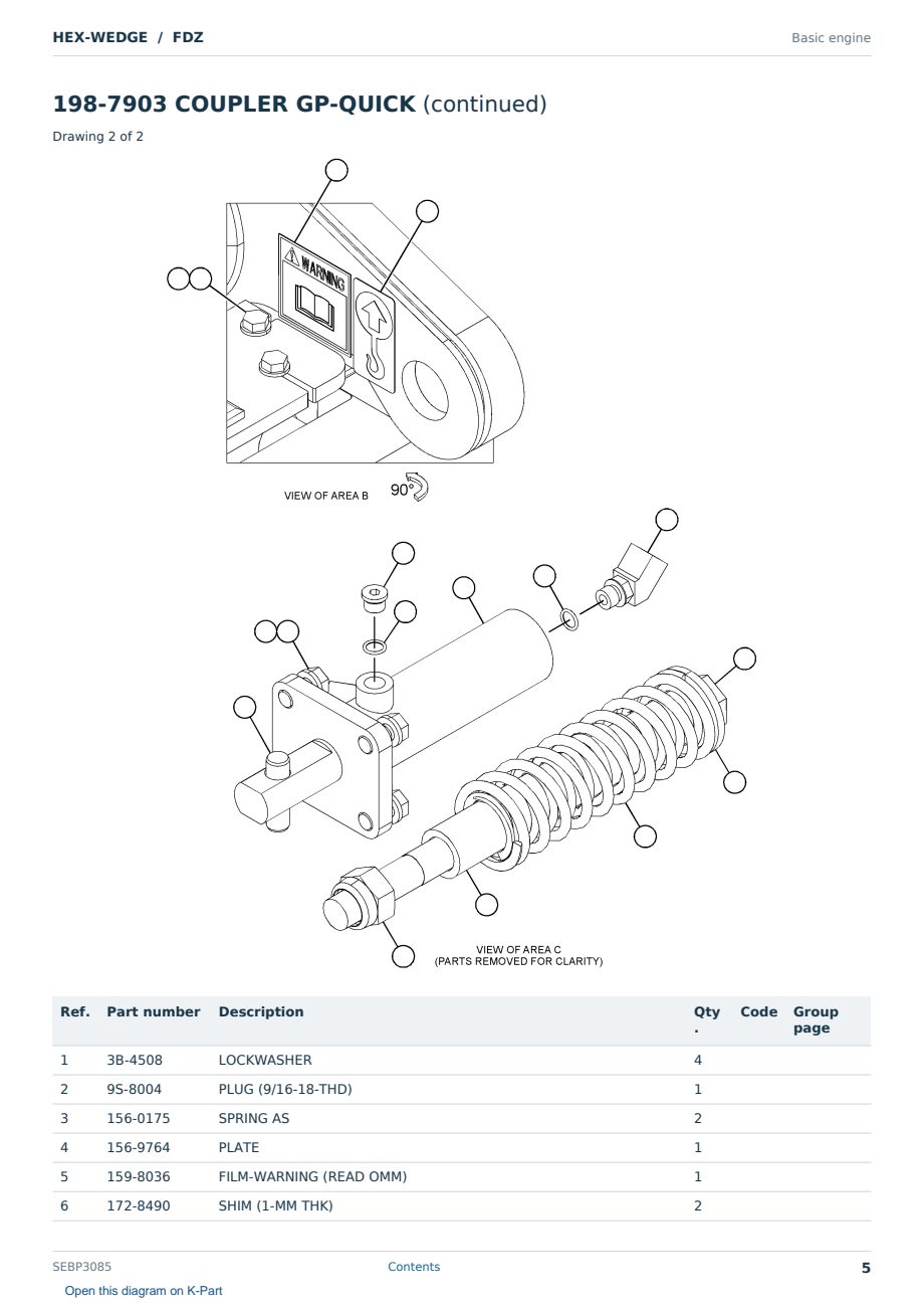 Caterpillar HEX-WEDGE S/N FDZ Partsbook SEBP3085 (English) - sample page 5 of 6 Caterpillar HEX-WEDGE S/N FDZ Partsbook SEBP3085 (English) - sample page 5 of 6