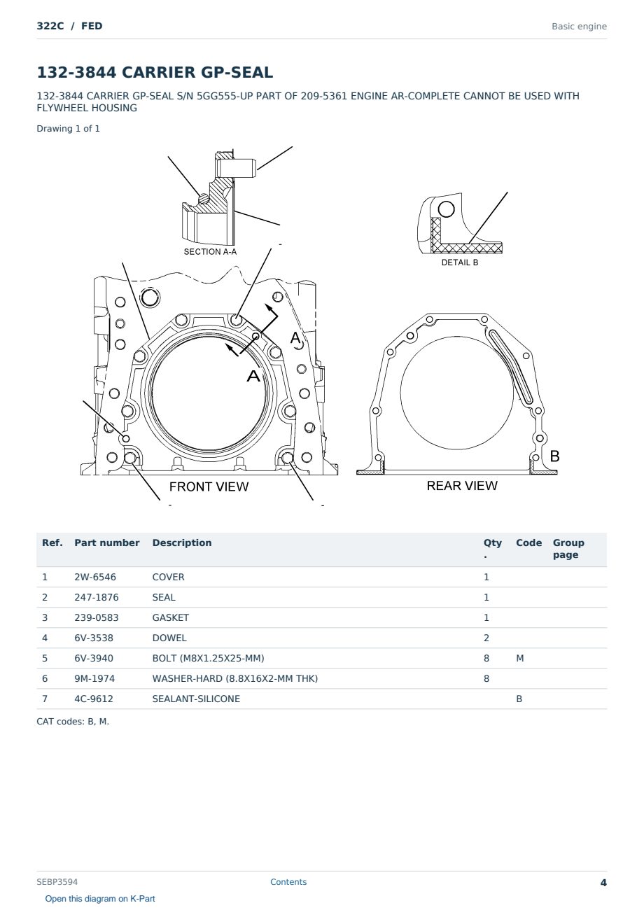 Caterpillar 322C S/N FED Partsbook SEBP3594 (English) - sample page 4 of 10 Caterpillar 322C S/N FED Partsbook SEBP3594 (English) - sample page 4 of 10