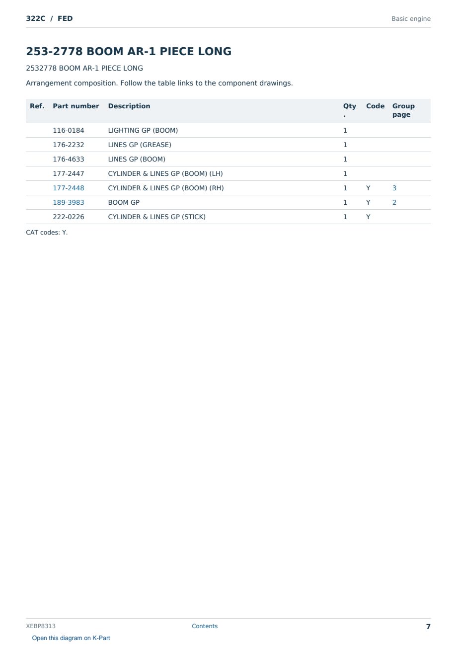 Caterpillar 322C S/N FED Partsbook XEBP8313 (English) - sample page 7 of 7 Caterpillar 322C S/N FED Partsbook XEBP8313 (English) - sample page 7 of 7