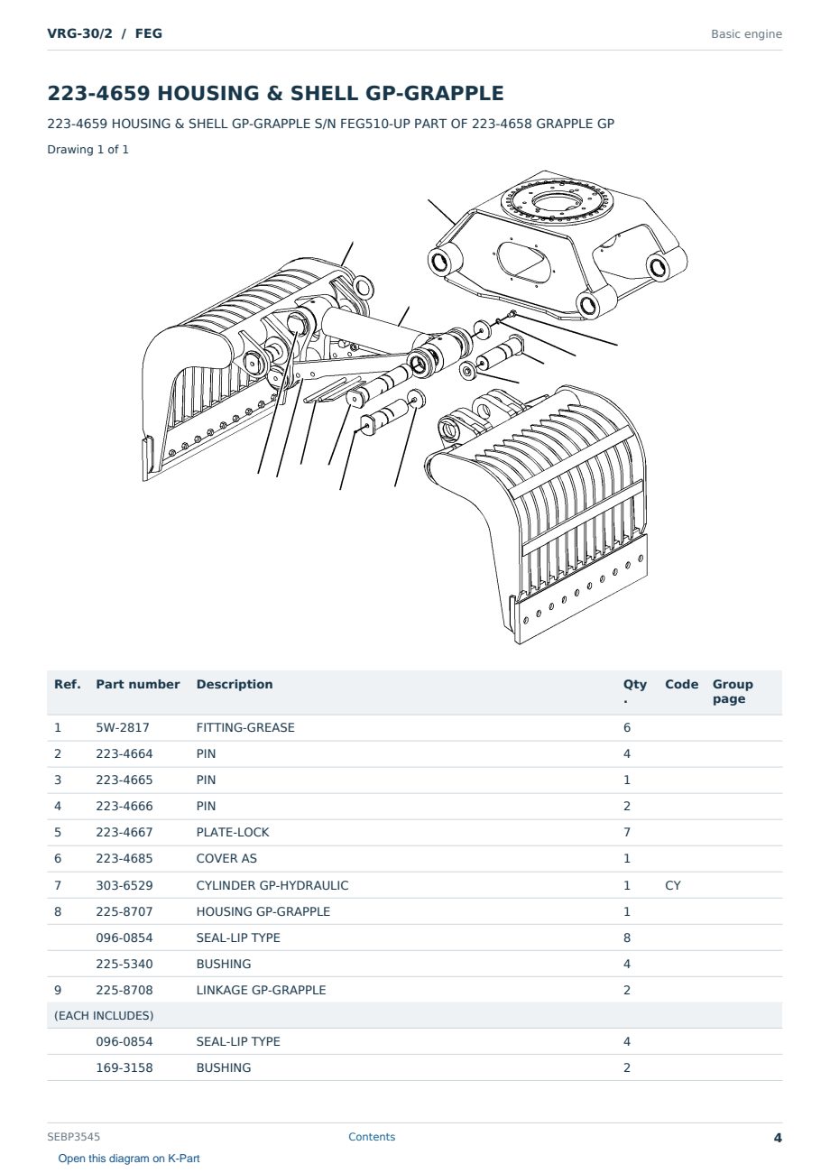 Caterpillar VRG-30/2 S/N FEG Partsbook SEBP3545 (English) - sample page 4 of 10 Caterpillar VRG-30/2 S/N FEG Partsbook SEBP3545 (English) - sample page 4 of 10
