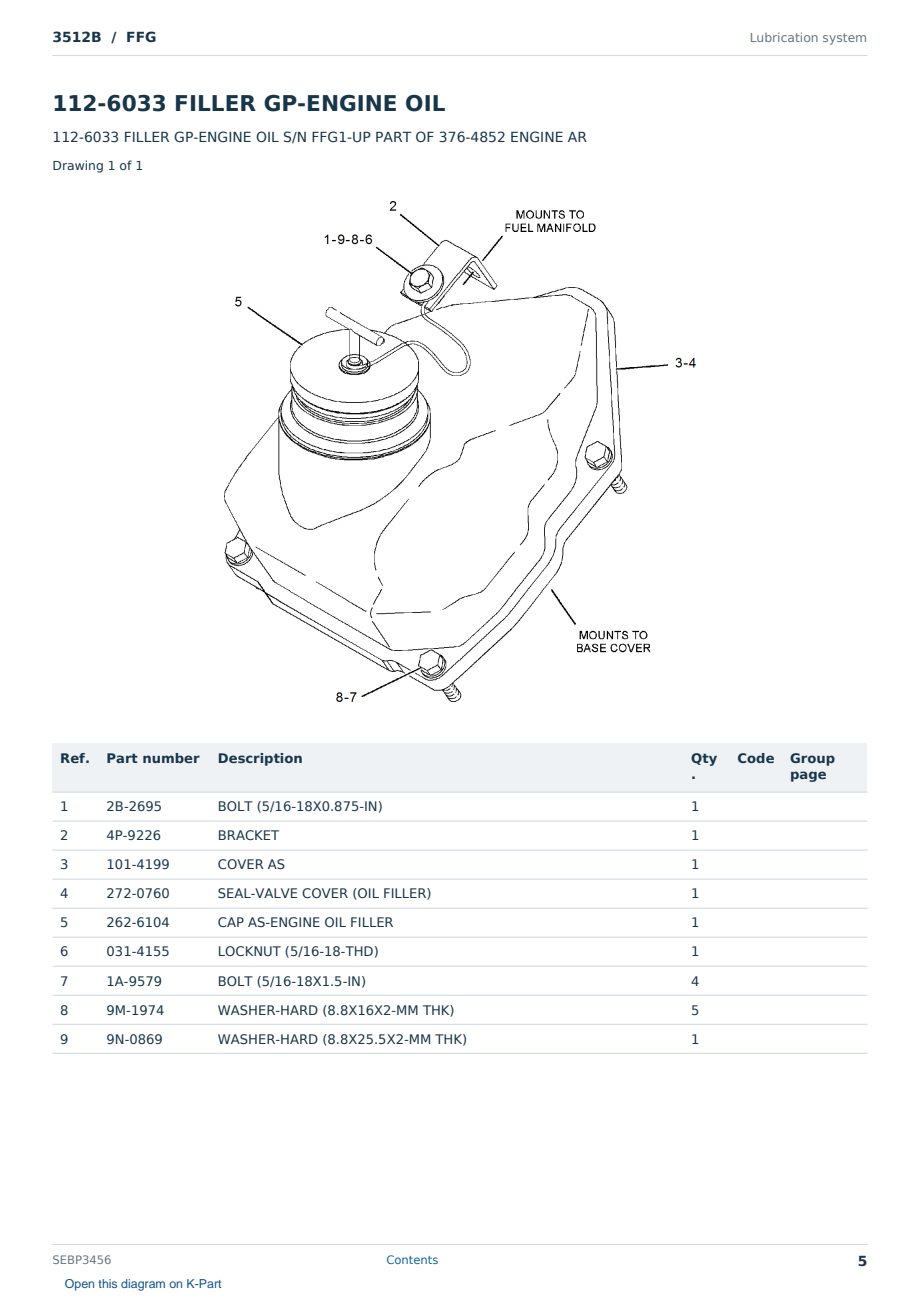 Caterpillar 3512B S/N FFG Partsbook SEBP3456 (English) - sample page 5 of 10 Caterpillar 3512B S/N FFG Partsbook SEBP3456 (English) - sample page 5 of 10
