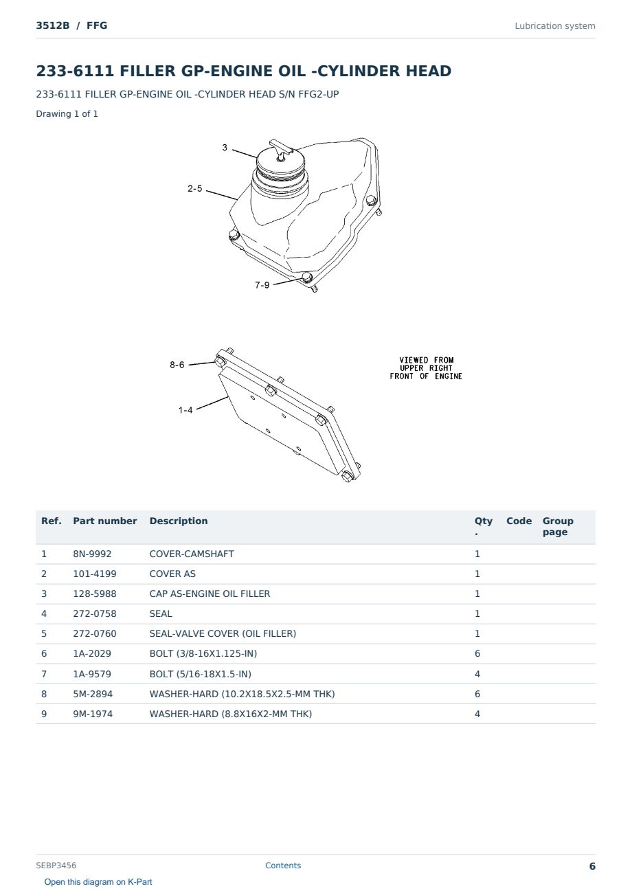Caterpillar 3512B S/N FFG Partsbook SEBP3456 (English) - sample page 6 of 10 Caterpillar 3512B S/N FFG Partsbook SEBP3456 (English) - sample page 6 of 10