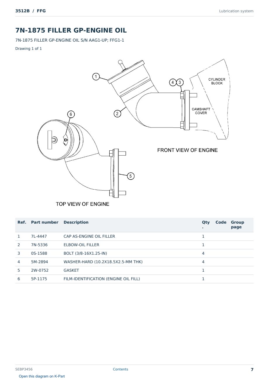 Caterpillar 3512B S/N FFG Partsbook SEBP3456 (English) - sample page 7 of 10 Caterpillar 3512B S/N FFG Partsbook SEBP3456 (English) - sample page 7 of 10