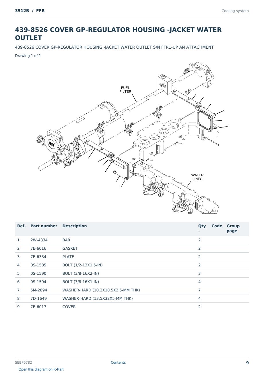Caterpillar 3512B S/N FFR Partsbook SEBP6782 (English) - sample page 9 of 10 Caterpillar 3512B S/N FFR Partsbook SEBP6782 (English) - sample page 9 of 10