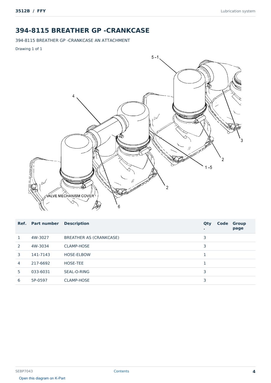 Caterpillar 3512B S/N FFY Partsbook SEBP7043 (English) - sample page 4 of 10 Caterpillar 3512B S/N FFY Partsbook SEBP7043 (English) - sample page 4 of 10