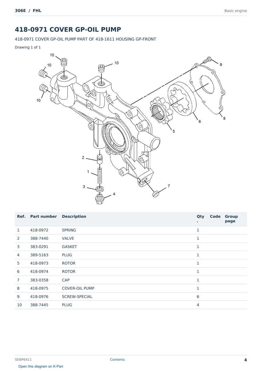 Caterpillar 306E S/N FHL Partsbook SEBP6411 (English) - sample page 4 of 10 Caterpillar 306E S/N FHL Partsbook SEBP6411 (English) - sample page 4 of 10