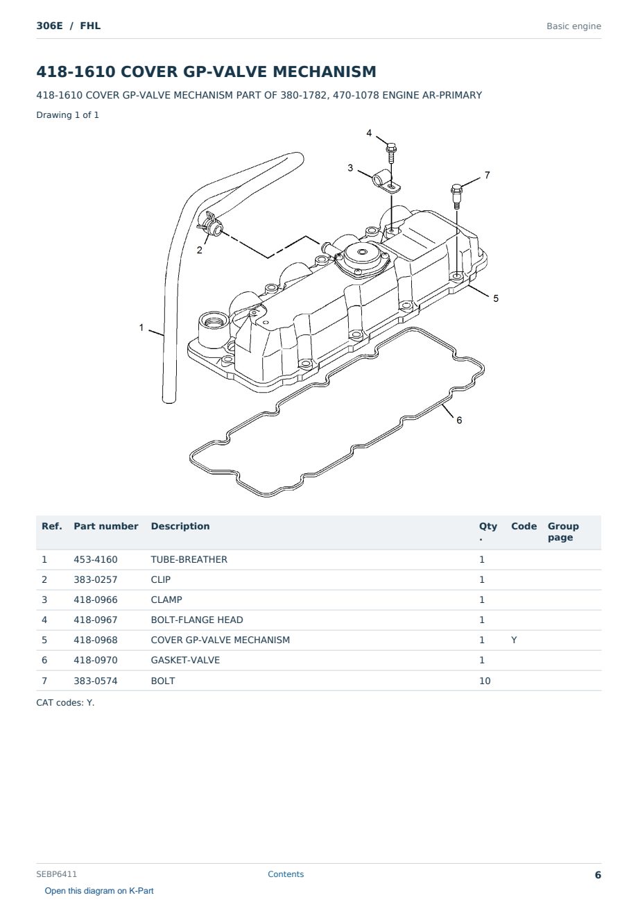 Caterpillar 306E S/N FHL Partsbook SEBP6411 (English) - sample page 6 of 10 Caterpillar 306E S/N FHL Partsbook SEBP6411 (English) - sample page 6 of 10