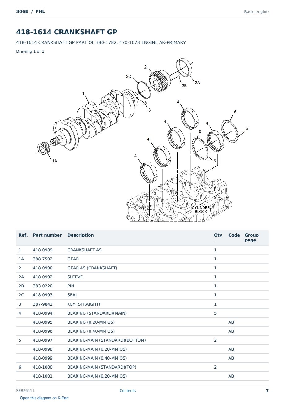 Caterpillar 306E S/N FHL Partsbook SEBP6411 (English) - sample page 7 of 10 Caterpillar 306E S/N FHL Partsbook SEBP6411 (English) - sample page 7 of 10