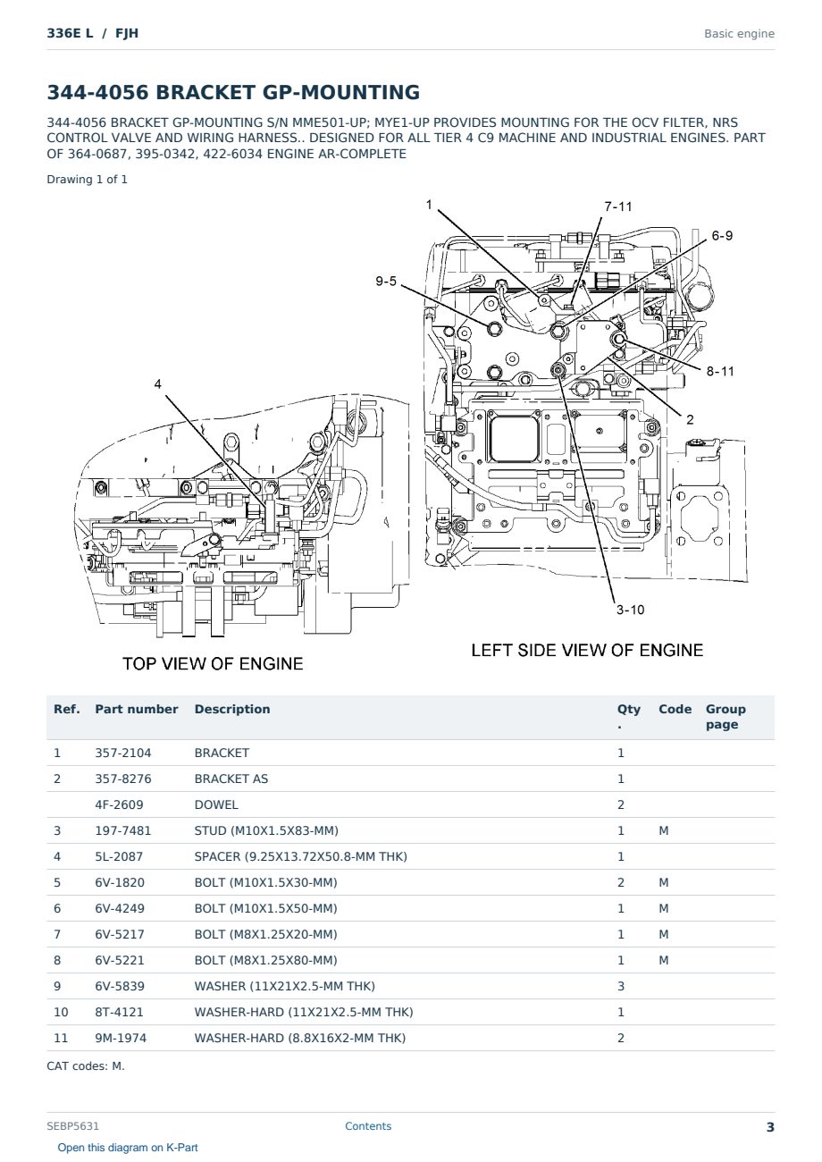 Caterpillar 336E L S/N FJH Partsbook SEBP5631 (English) - sample page 3 of 10 Caterpillar 336E L S/N FJH Partsbook SEBP5631 (English) - sample page 3 of 10