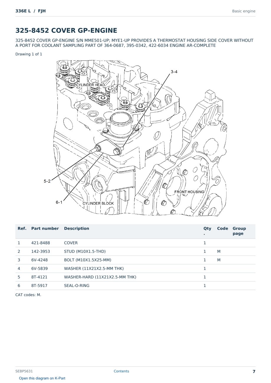 Caterpillar 336E L S/N FJH Partsbook SEBP5631 (English) - sample page 7 of 10 Caterpillar 336E L S/N FJH Partsbook SEBP5631 (English) - sample page 7 of 10