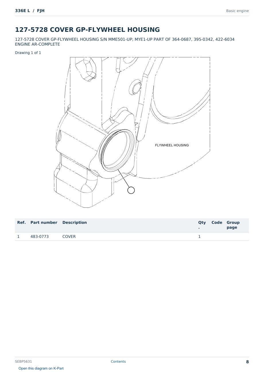 Caterpillar 336E L S/N FJH Partsbook SEBP5631 (English) - sample page 8 of 10 Caterpillar 336E L S/N FJH Partsbook SEBP5631 (English) - sample page 8 of 10