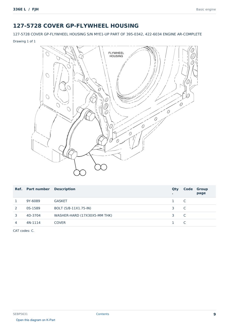 Caterpillar 336E L S/N FJH Partsbook SEBP5631 (English) - sample page 9 of 10 Caterpillar 336E L S/N FJH Partsbook SEBP5631 (English) - sample page 9 of 10