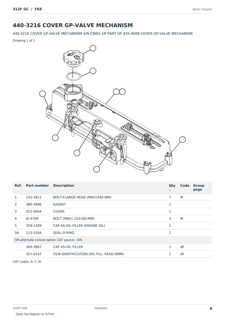 Caterpillar 312F GC S/N FKE Partsbook SEBP7468 (English) - sample page 6 of 10 Caterpillar 312F GC S/N FKE Partsbook SEBP7468 (English) - sample page 6 of 10