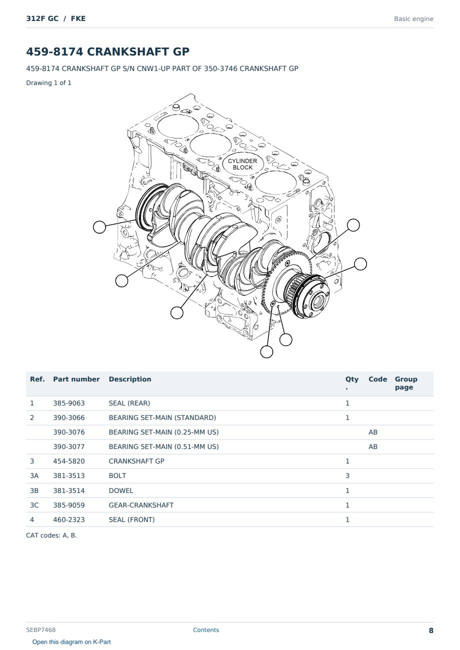 Caterpillar 312F GC S/N FKE Partsbook SEBP7468 (English) - sample page 8 of 10 Caterpillar 312F GC S/N FKE Partsbook SEBP7468 (English) - sample page 8 of 10