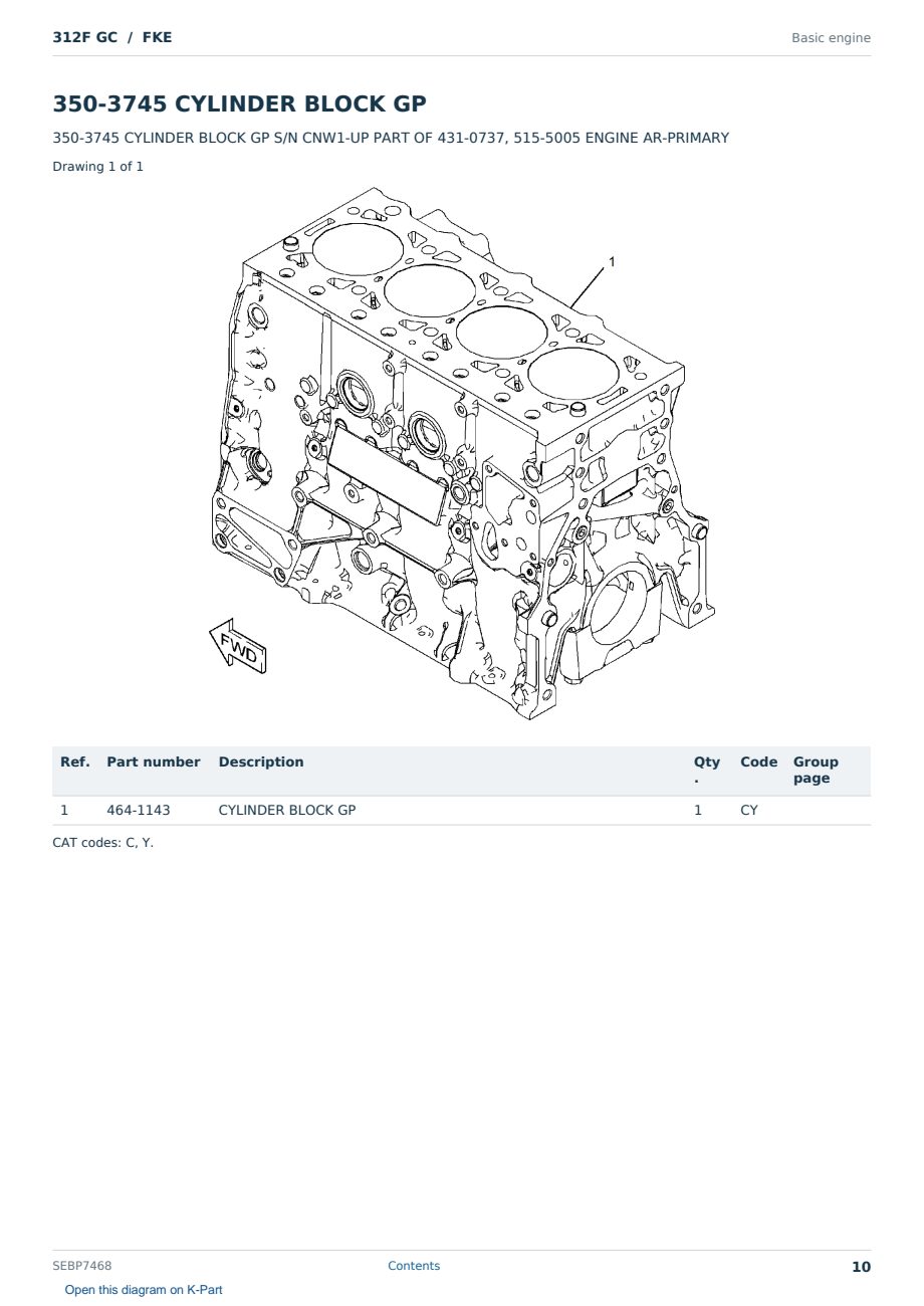 Caterpillar 312F GC S/N FKE Partsbook SEBP7468 (English) - sample page 10 of 10 Caterpillar 312F GC S/N FKE Partsbook SEBP7468 (English) - sample page 10 of 10